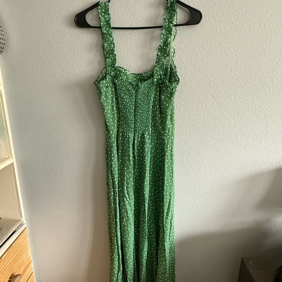 Green Polka Dot Midi Dress with Side Slit - Reformation - Picture 4 of 5